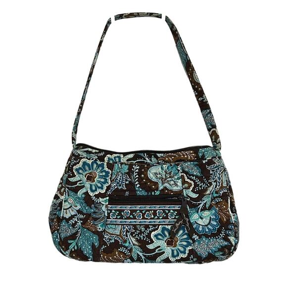 Vera Bradley Satchel Shoulder Bag Medium Java Blue Floral Cotton Retired - Picture 2 of 8